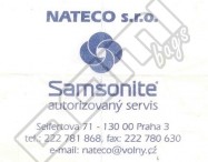 Podnikatelem určeným k opravě zboží značky Samsonite je NATECO, s. r. o.