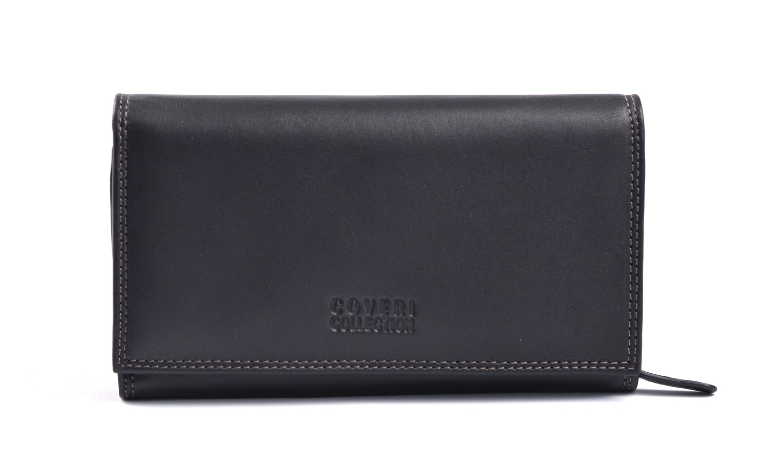Levně Coveri Dámská peněženka kožená vybavená na šířku černá, 18 x 2 x 11 (SV00-8666155-09KUZ)