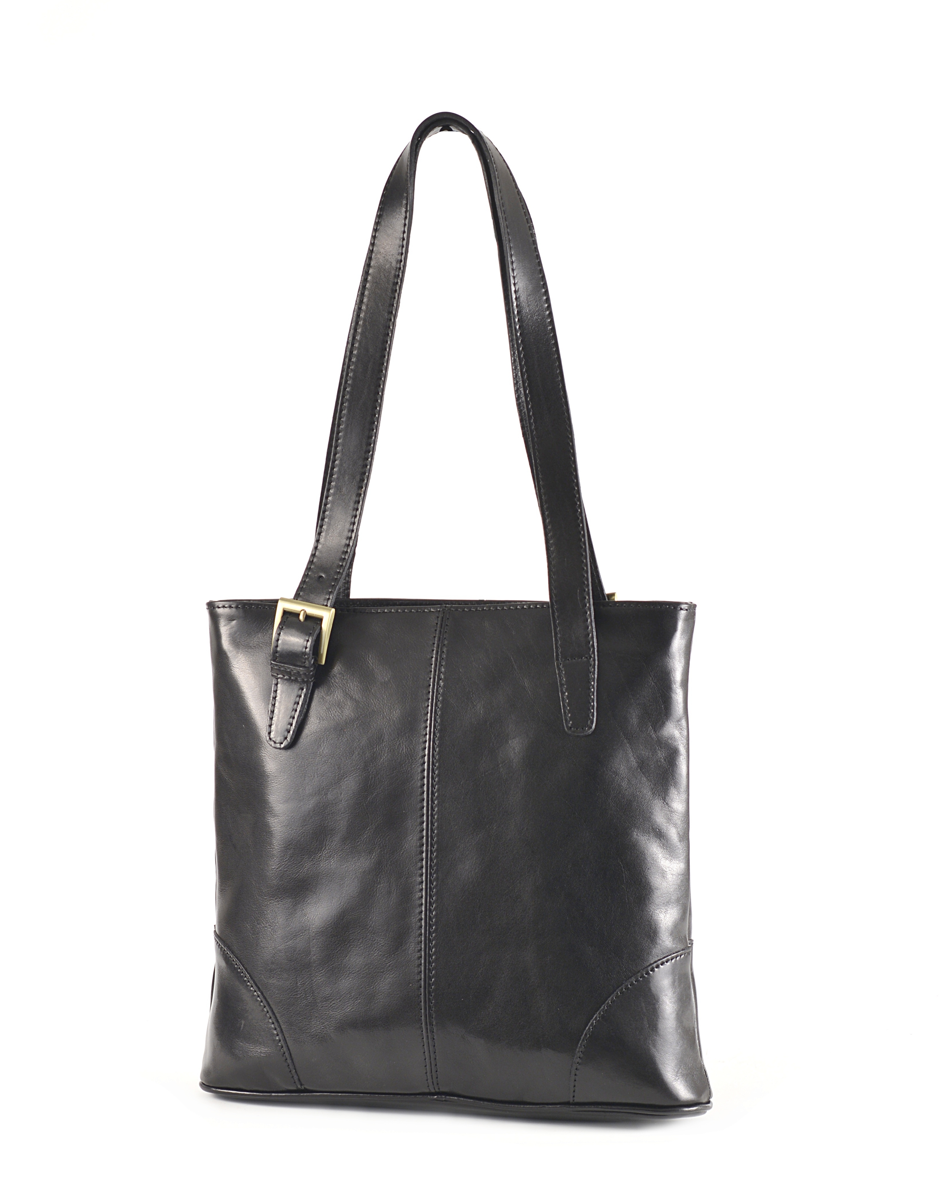 Kožená kabelka A4 přes rameno hladká černá, 34 x 8 x 35 (5536-09)