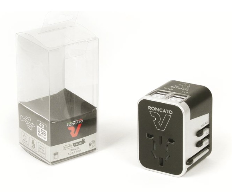 RONCATO Adaptér USA/EU/UK + USB Black, 5 x 5 x 7 (40916100)