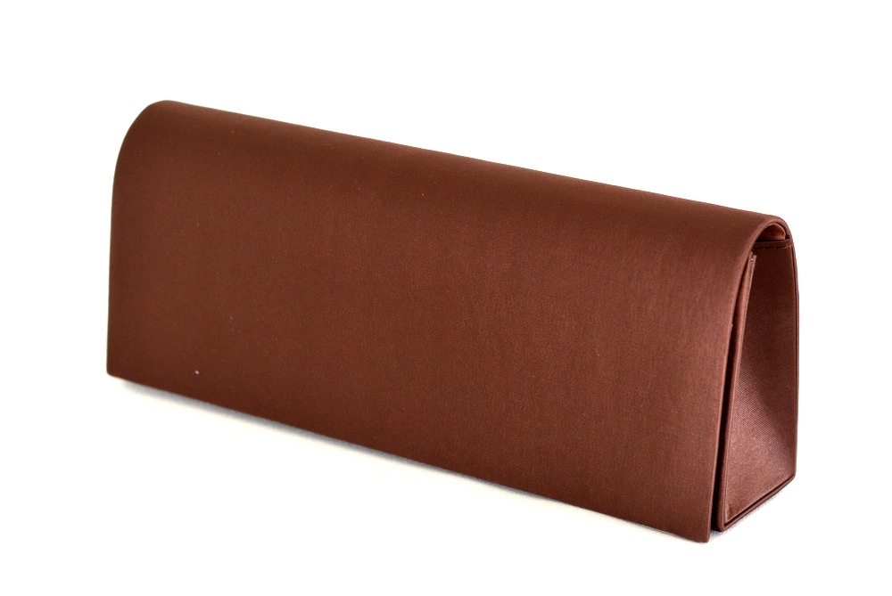 Klasická společenská kabelka (psaníčko) hladká s řetízkem tmavě hnědá, 26 x 6 x 10 (IT15-SL355-03TX)