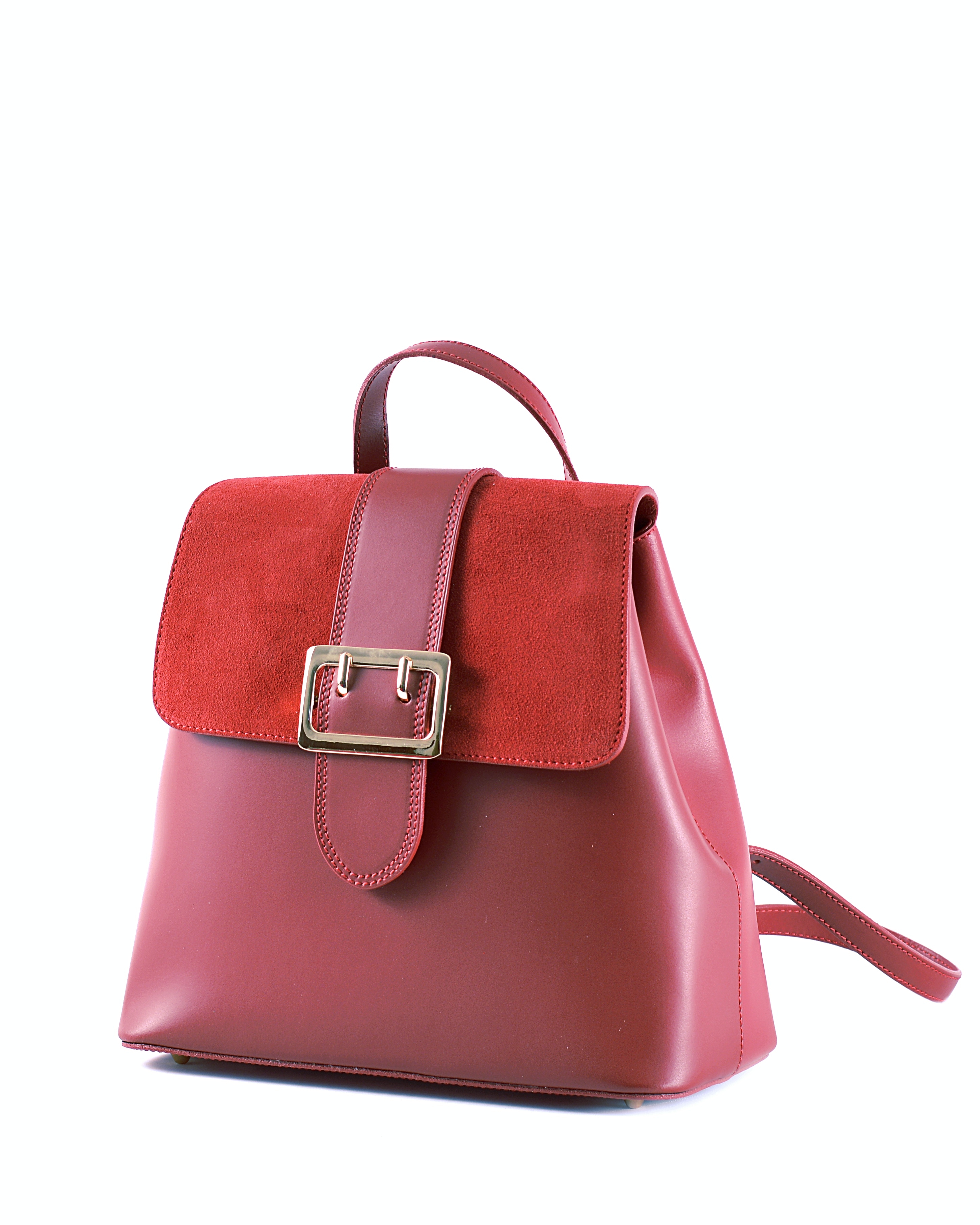 Levně Elegantní dámský kožený batoh s klopnou tmavě červený, 29 x 14 x 28 (777-10CC)