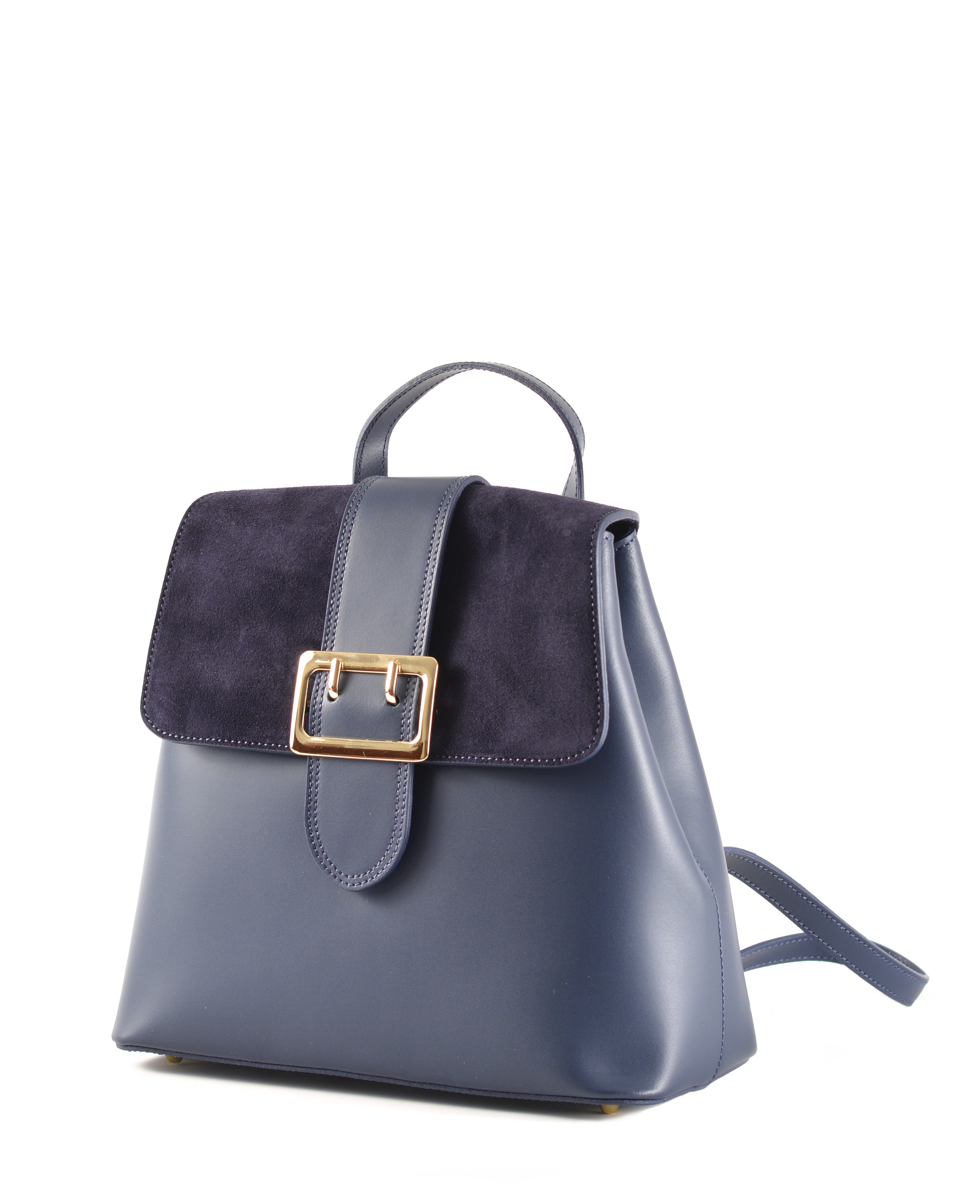Levně Elegantní dámský kožený batoh s klopnou tmavě modrý, 29 x 14 x 28 (777-41CC)