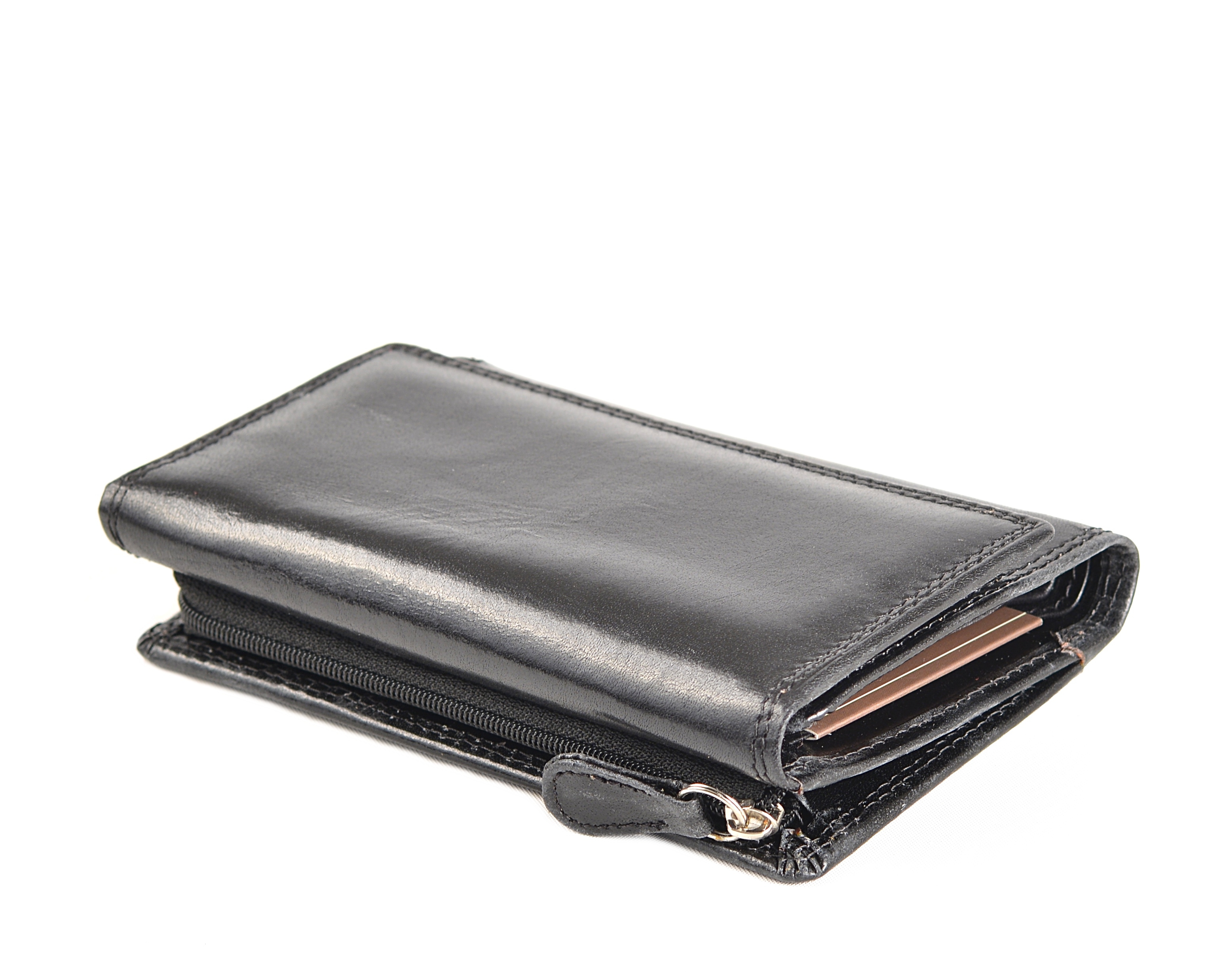 Dámská peněženka kožená na šířku střední černá, 15 x 2 x 10 (SB00-V907-09KUZ)