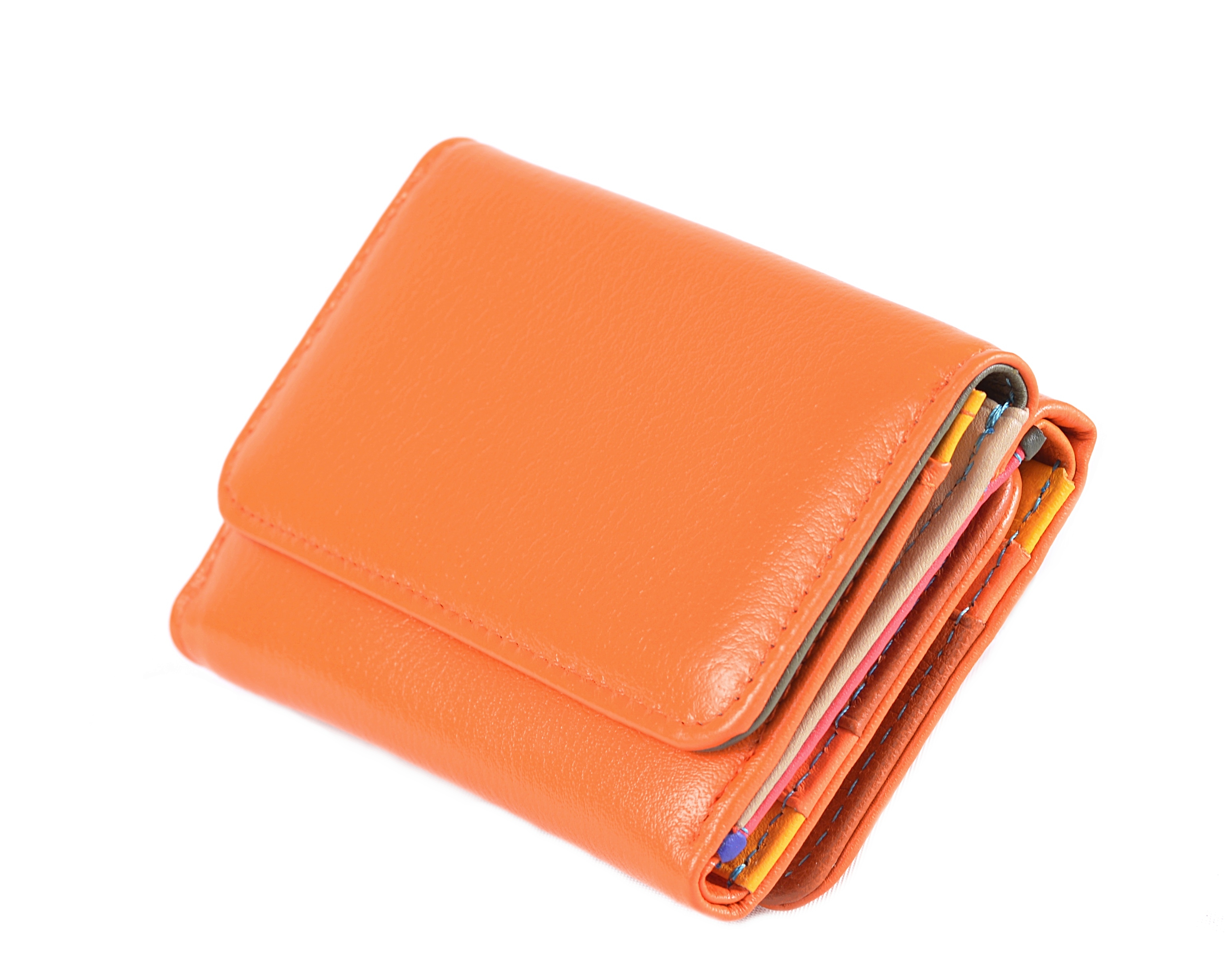 Dámská kožená peněženka s barevným vnitřkem oranžová, 9 x 17 x 12 (SB00-CO573-96KUZ)