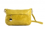 Dámská kabelka/kapsa i společenská s leskem kožená žlutá