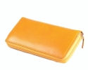 Dámská kožená peněženka na šířku zipová vybavená žlutá