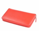Dámská kožená peněženka na šířku zipová vybavená červená
