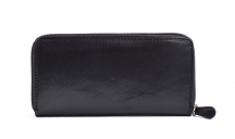 Dámská kožená peněženka na šířku zipová vybavená černá