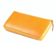 Dámská kožená peněženka na šířku zipová vybavená žlutá