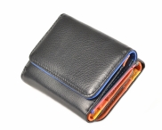 Dámská kožená peněženka s barevným vnitřkem černá
