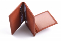 Pánská kožená peněženka-dolarka s pérkem a doklady rezavá hnědá